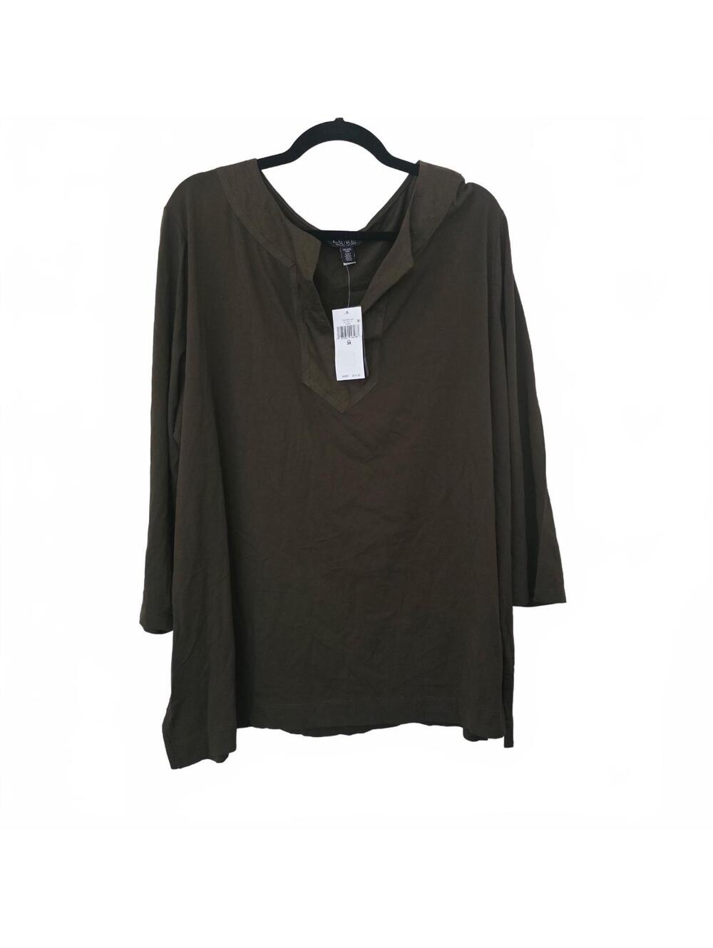 Lauren Ralph Lauren Women’s Green 3x split-neck tunic blouse - Picture 2 of 6